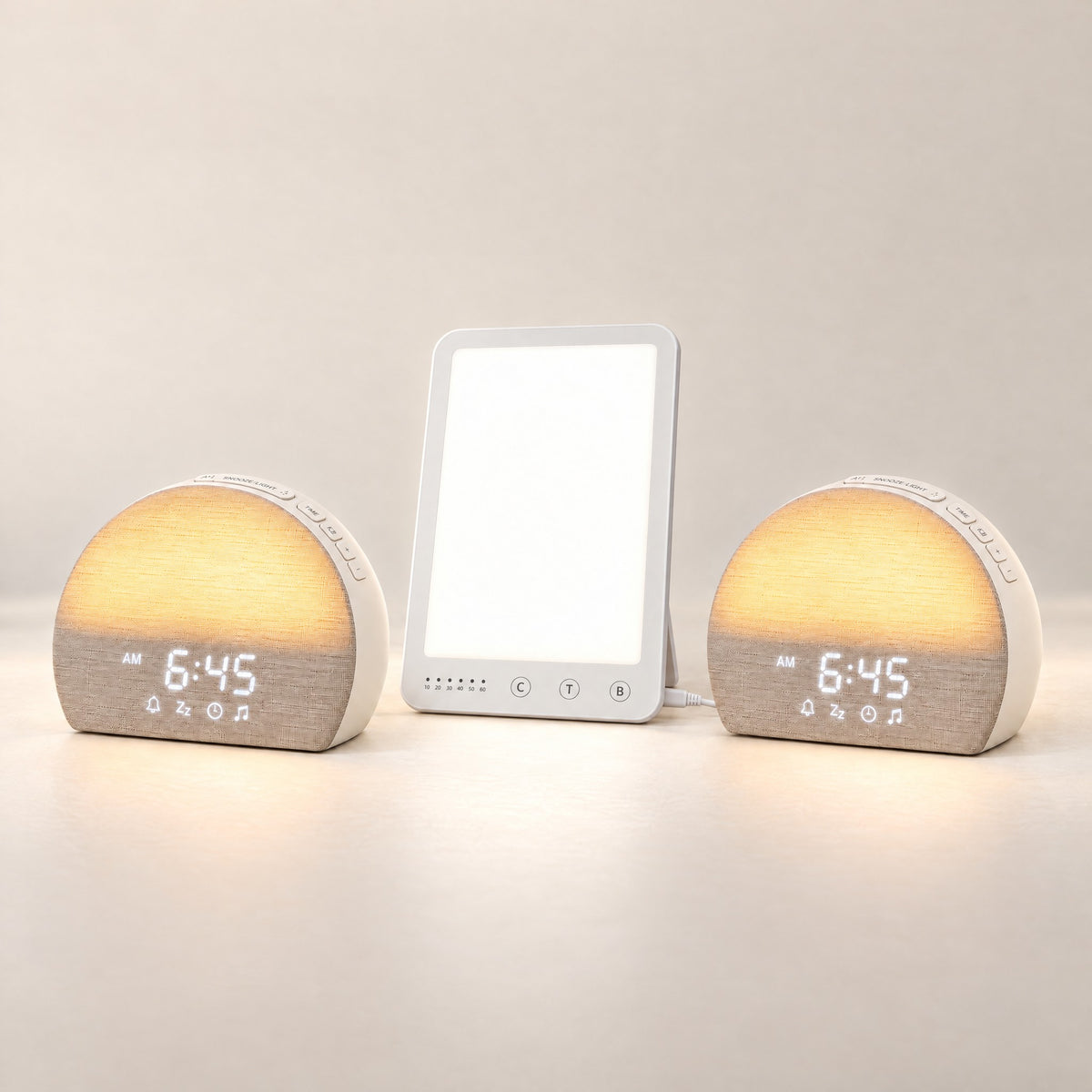 Family Mornings: two Sunrise Clocks and one Daylight Lamp